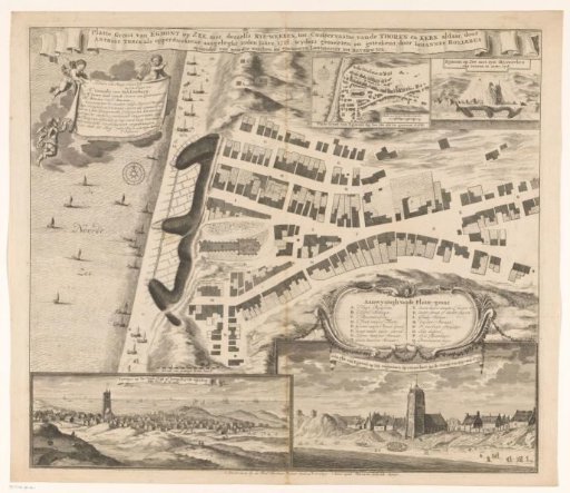 Map of Egmond aan Zee with fortifications, 1718