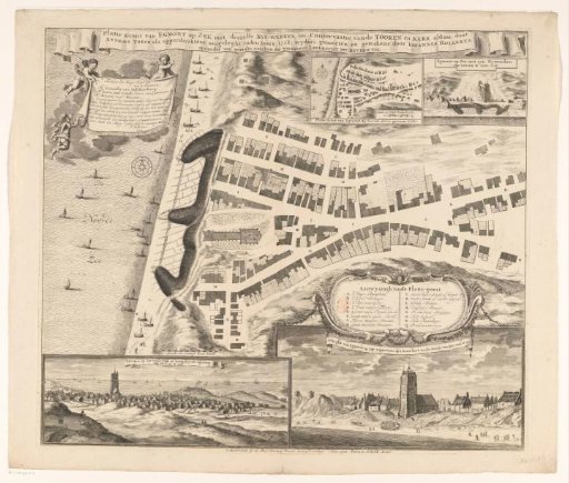 Map of Egmond aan Zee with fortifications, 1718