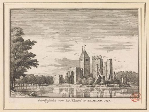 View of the ruins of Egmond Castle, 1727