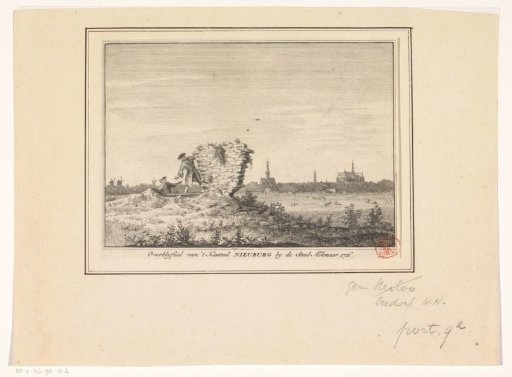 View of the ruins of Nieuwburg Castle near Alkmaar, 1726