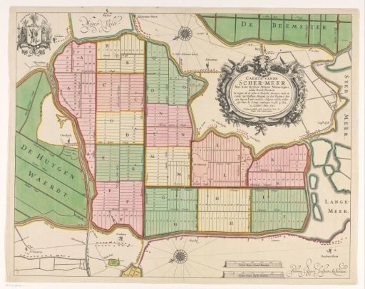 Map of the Schermer after the completion of the embankment and the allocation of the plots, 1635