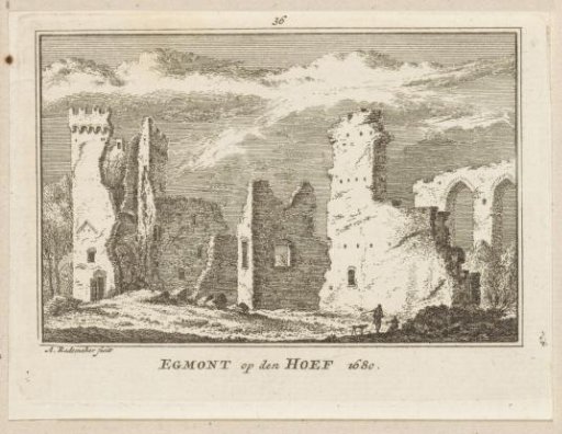 View of a part of the ruins of Egmond Castle, 1680