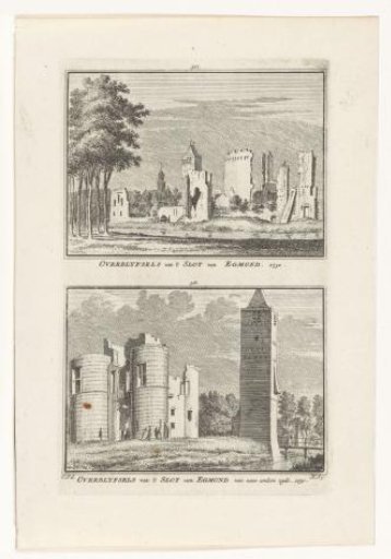Two Views of the Ruins of Egmond Castle, 1730