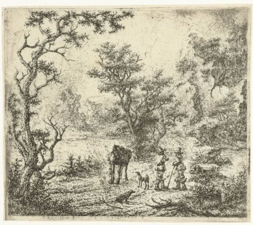Landscape with two men, a horse and two dogs
