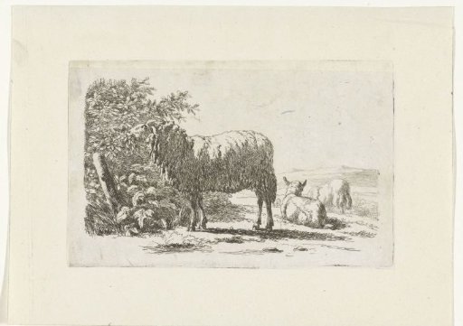 Landscape with three sheep