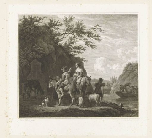 Italianate landscape with shepherds waiting for a ferry