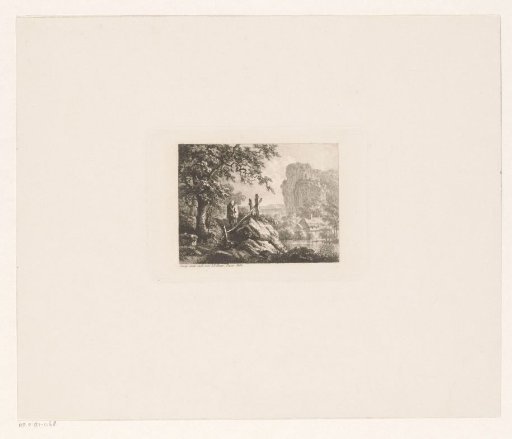 Mountainous Landscape with a Walker on the Left Next to a Fence