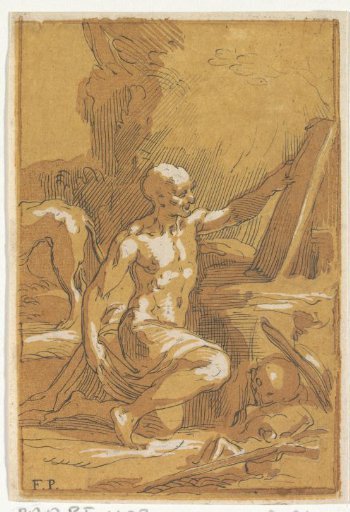 Study Sheet with a Kneeling Old Man Amidst Rubble