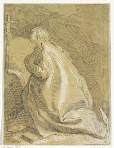 Penitent Mary Magdalene Kneeling in the Cave before a Crucifix