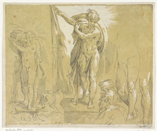 Study Sheet with a Naked Young Man and Two Older Men
