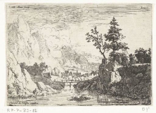 River landscape with a small bridge