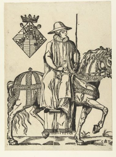 Portrait of Mary of Hungary on horseback