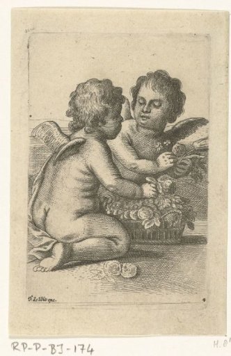 Two Angels with a Flower Basket