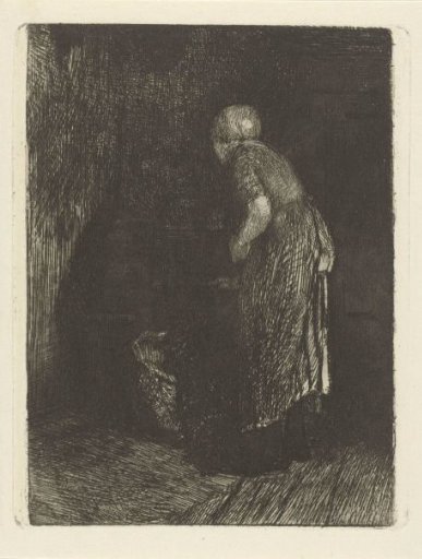 Woman looking into a cradle