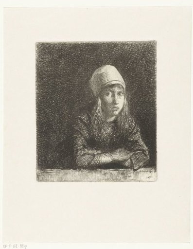 Girl with headscarf, possibly in Marker dress