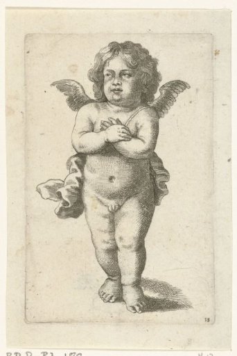 Standing cherub with crossed arms