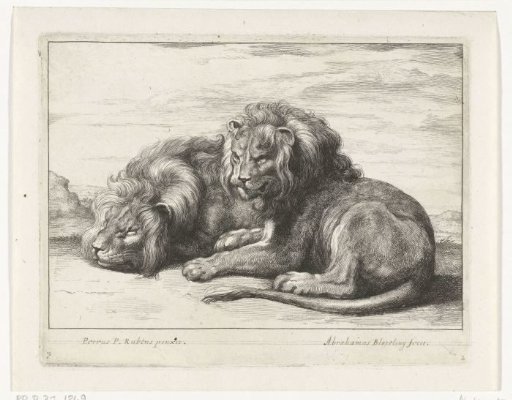 Two recumbent lions