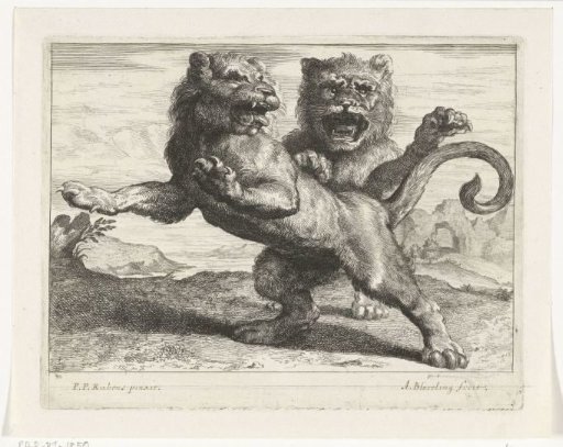 Two roaring lions