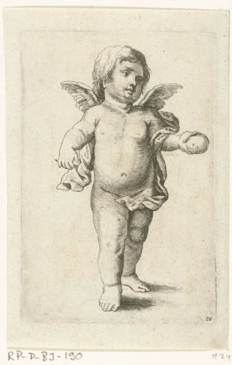 Standing cherub with an orange