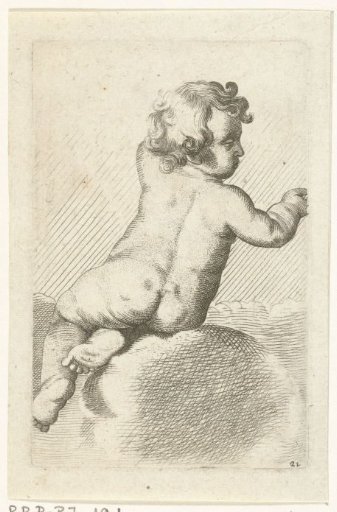 Nude child seen from behind