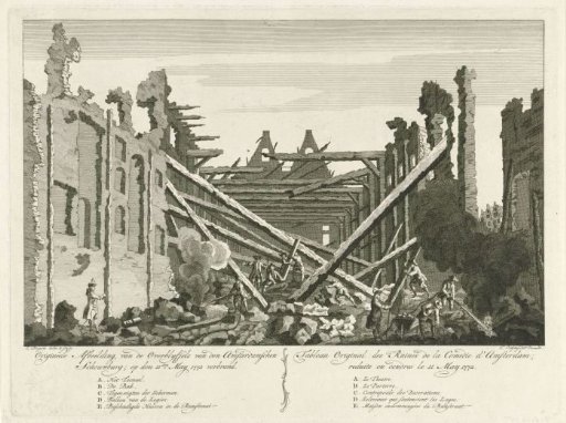 Ruins of the burned Schouwburg on the Keizersgracht in Amsterdam, 1772