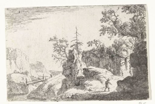 Mountain landscape with a walker