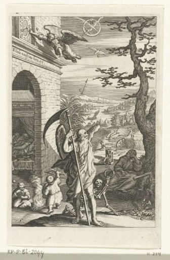 Emblem with Father Time as a symbol for the passing of time