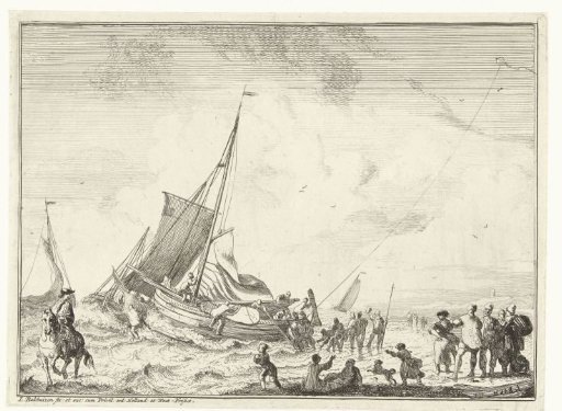 Coastline with a boy flying a kite