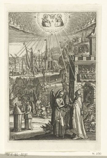 Emblem with the man who is conscious of the omnipresence of God in everything