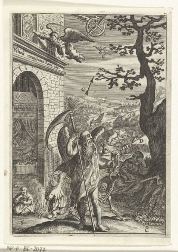 Emblem with Father Time as a symbol for the passing of time
