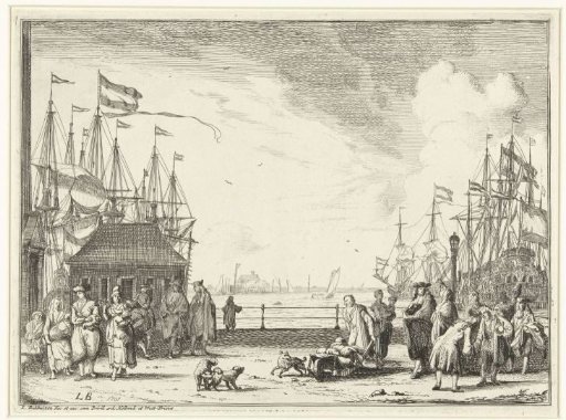 Crowded harbour quay