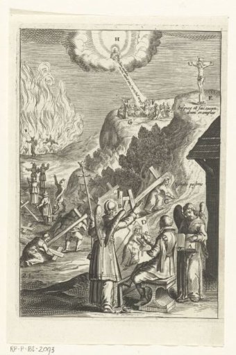 Emblem with a man painting a portrait of Christ on the Way of the Cross
