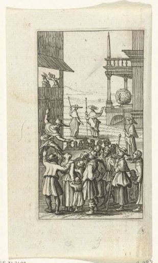 Willemynken amuses herself at a puppet show during a pilgrimage