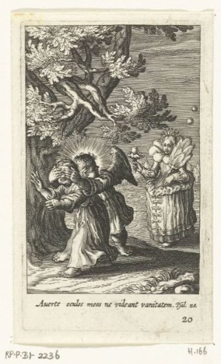 Angel protects child against vain woman