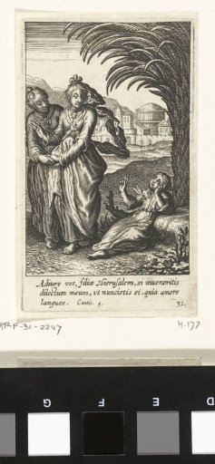 Two women by child with arrow in chest