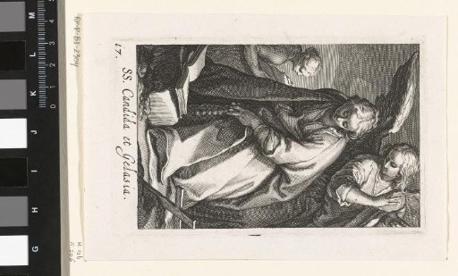 Saint Candida and Saint Gelasia as hermitesses with an angel
