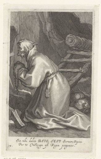 Saint Bavo of Ghent as a hermit