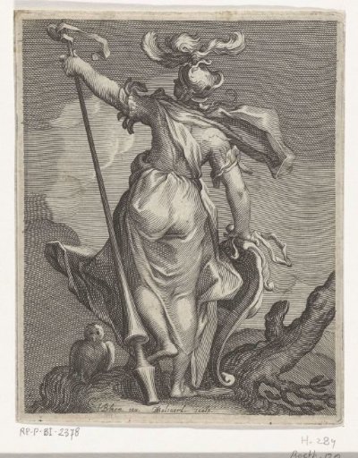 Minerva with armor and an owl