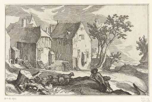 Farm and Shepherd with Sheep