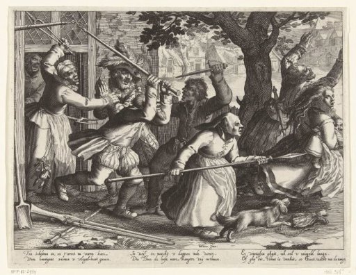 Armed peasants driving the rich out of their home