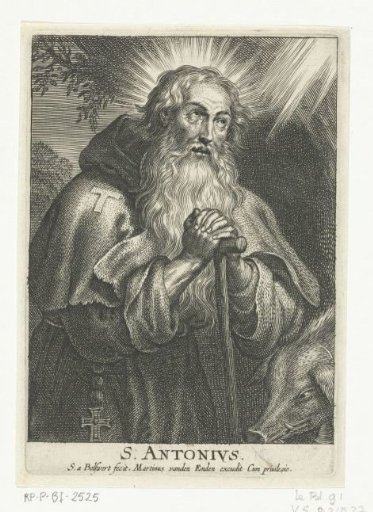 Saint Anthony the Great with bell and pig