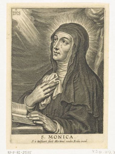 Saint Monica with IHS monogram