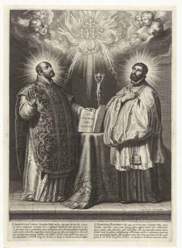 Saints Ignatius of Loyola and Francis Xavier with Christ Monogram