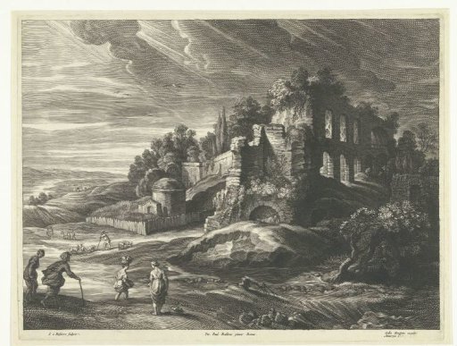 Landscape with ruins and women by a brook