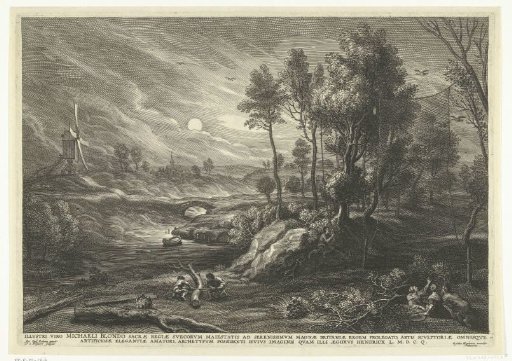 Landscape with a woodcock hunter