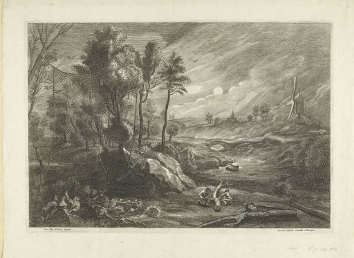 Landscape with a woodcock hunter