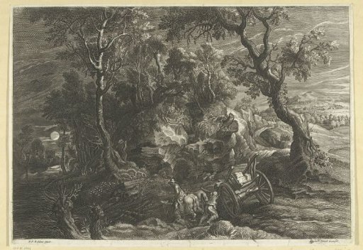 Landscape with a stuck cart