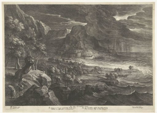 Landscape on the coast with a thunderstorm