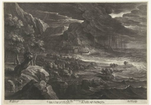 Landscape on the coast with a thunderstorm