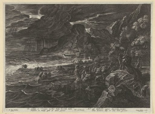 Landscape on the coast with a thunderstorm